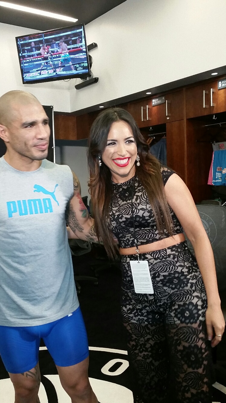 Miguel Cotto and Ana Isabelle Pre-Fight in Cotto Locker Room. Barclays Center 6/62015 Cotto vs Geale