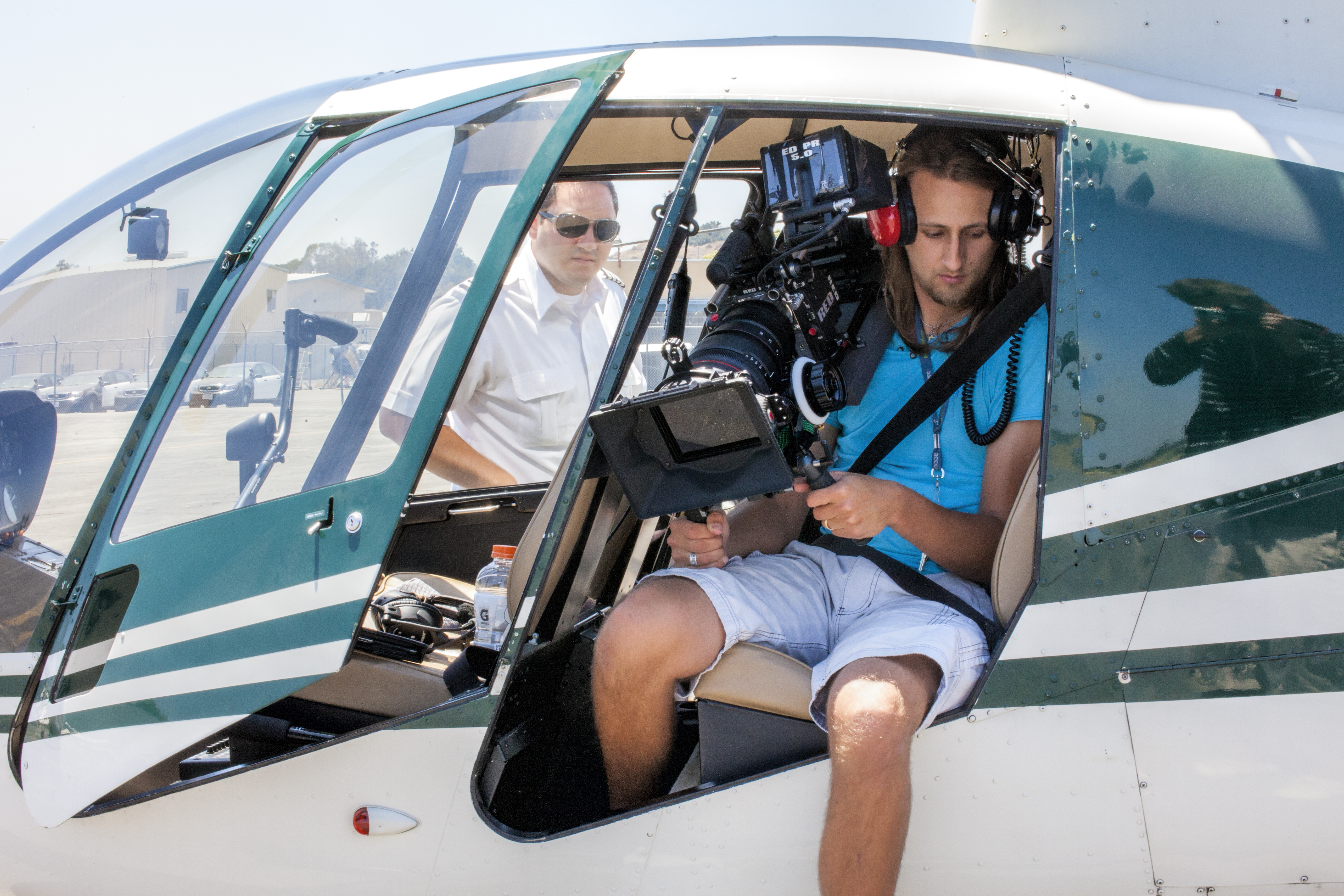 Lukas Colombo prepping for the aerial shoot on the film 