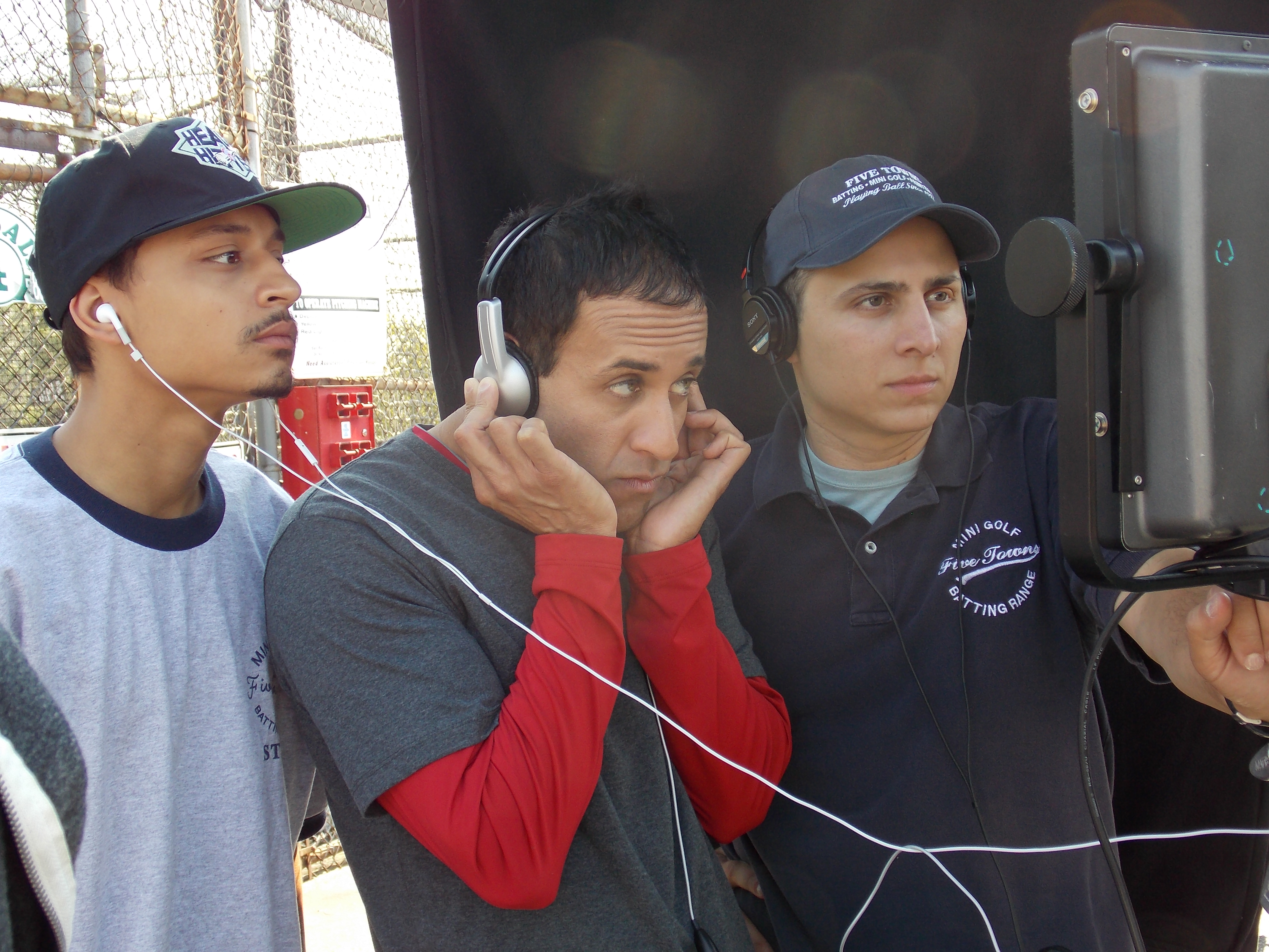 ' The Quitter ' Actors Joshua Rivera,Neil Jain & Matthew Bonifacio ( Actor/Director ) watching playbacks.
