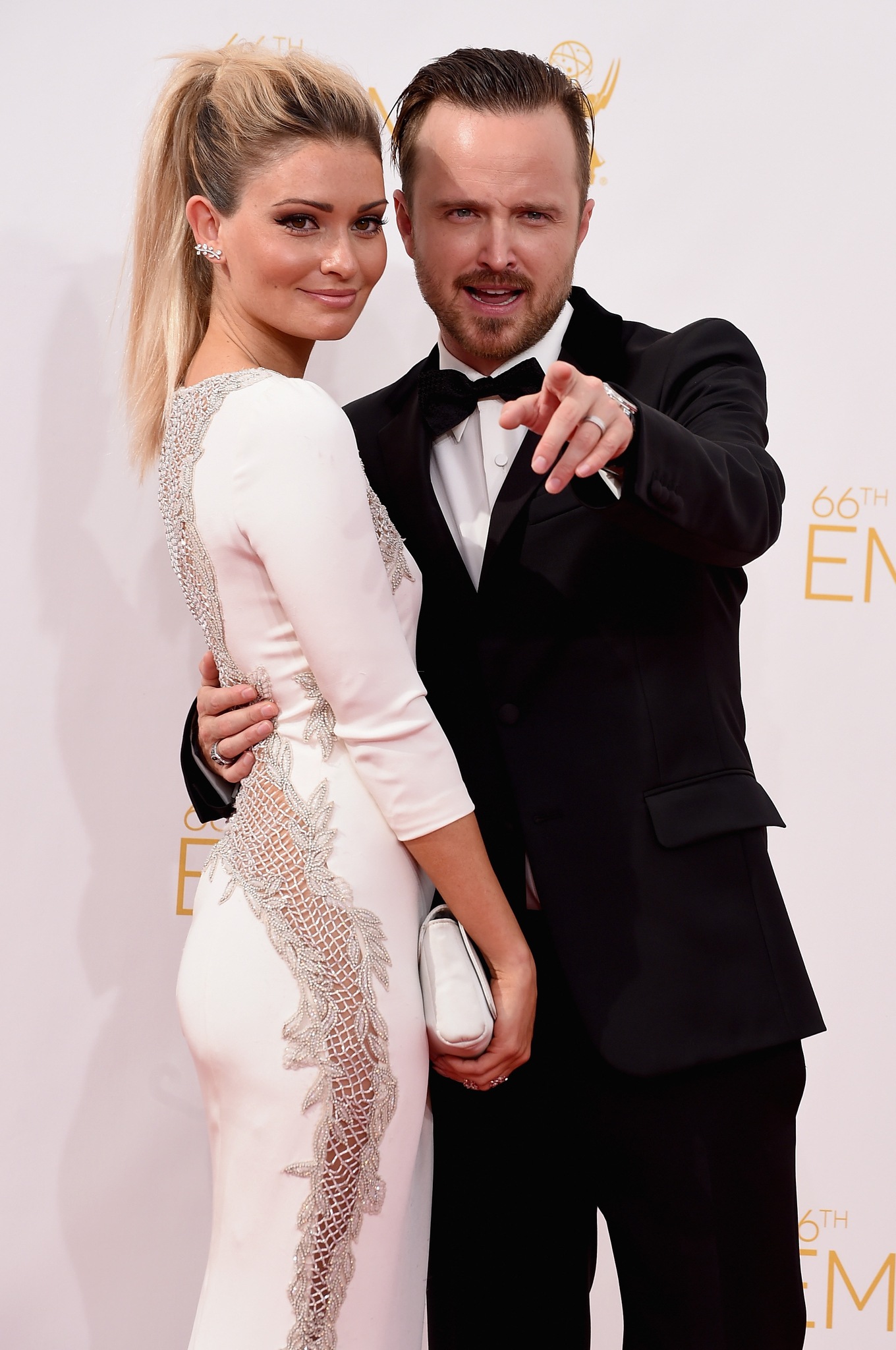 Aaron Paul and Lauren Parsekian at event of The 66th Primetime Emmy Awards (2014)