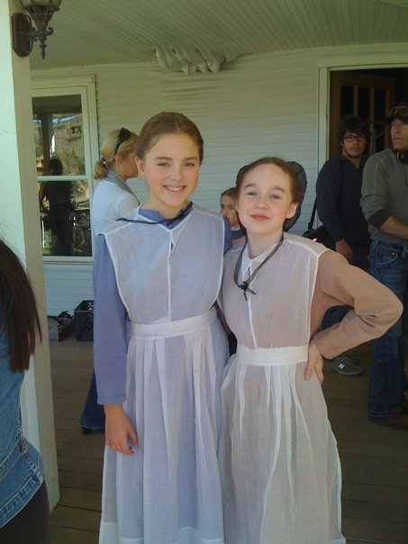 Chloe Madison and Madison Davenport on set of 'Amish Grace'