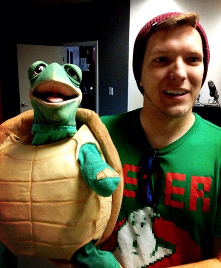 Ty the Turtle and Puppeteer Christopher J. Tomlinson