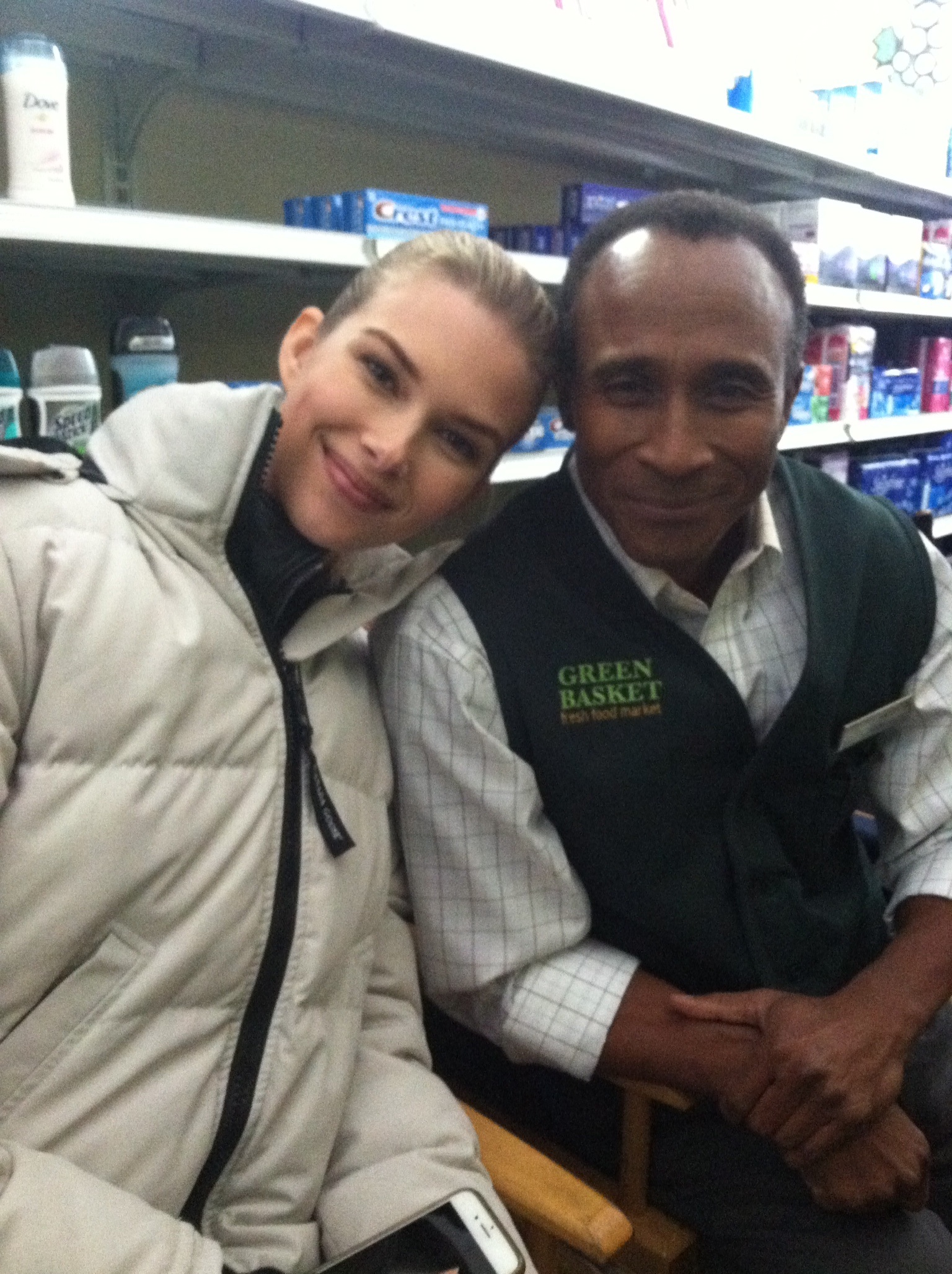 Gordon Greene and Emma Ishta on the set of Stitchers