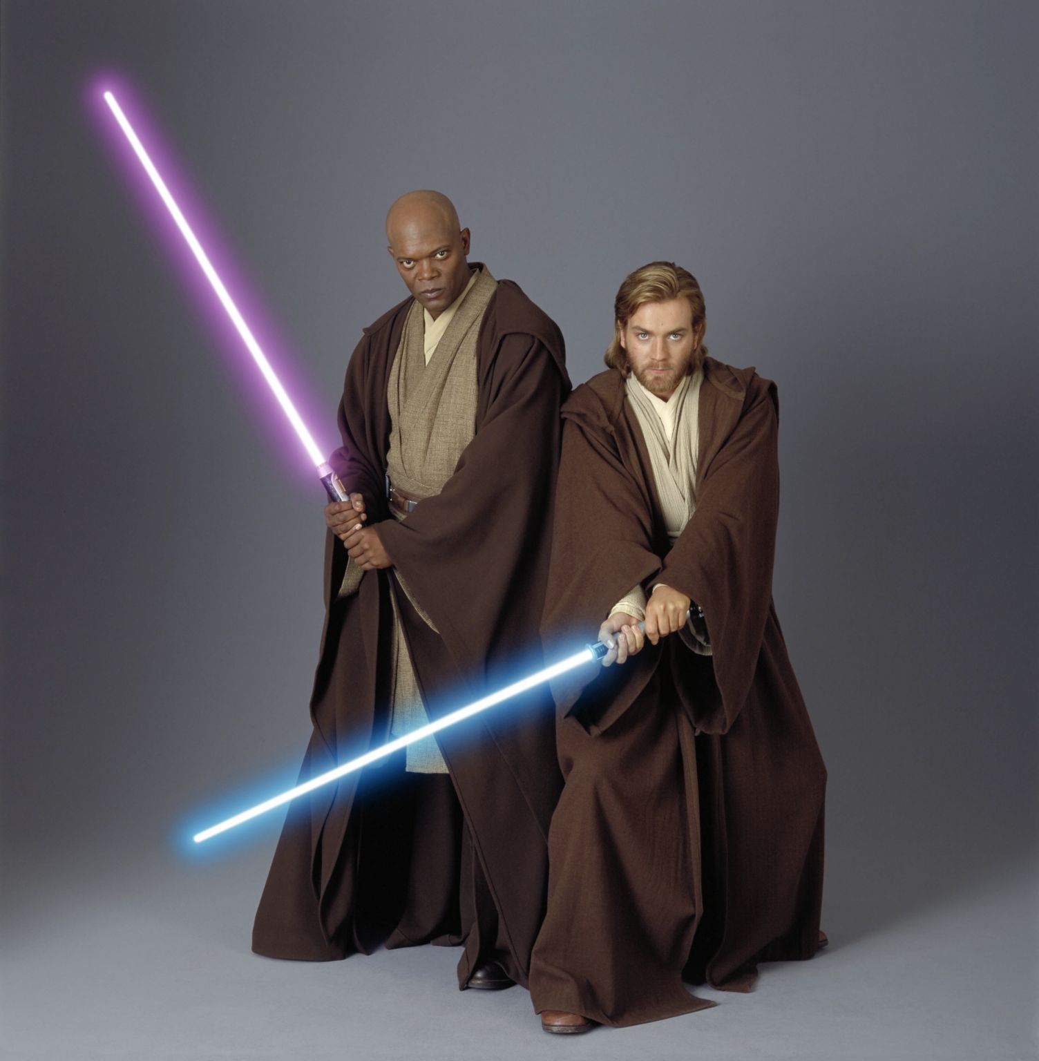 Samuel L. Jackson and Ewan McGregor in Zvaigzdziu karai. Klonu ataka (2002)