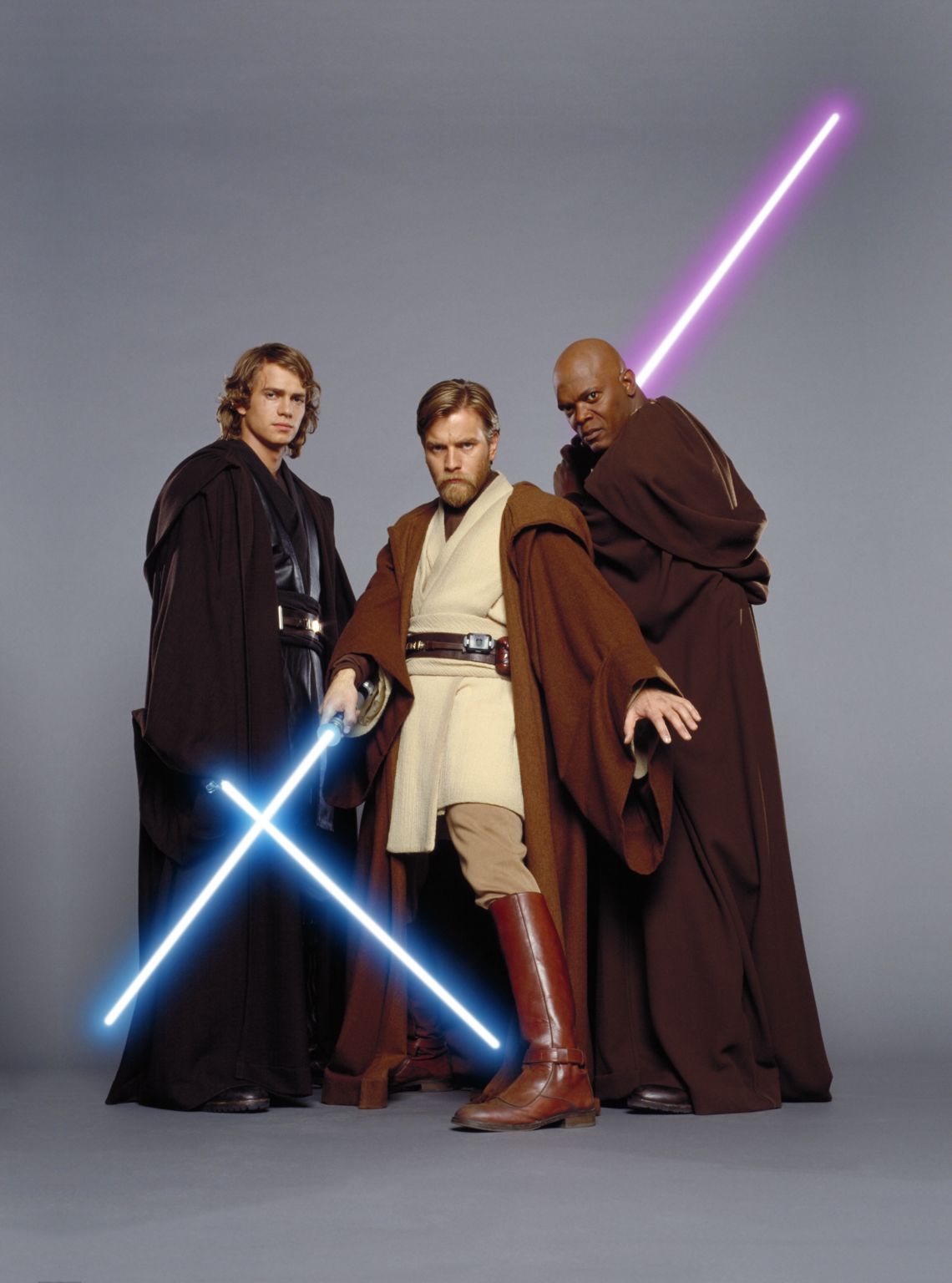 Samuel L. Jackson, Ewan McGregor and Hayden Christensen in Zvaigzdziu karai. Situ kerstas (2005)