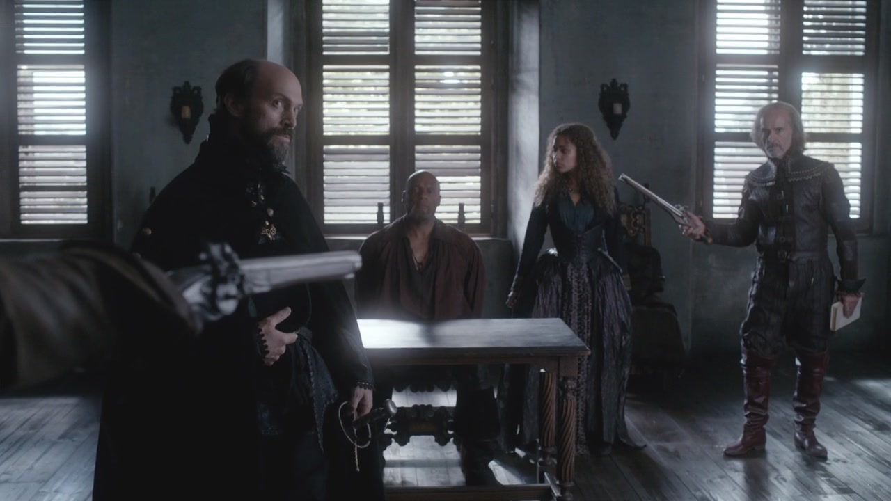 As Samara with Colin Salmon in the Musketeers