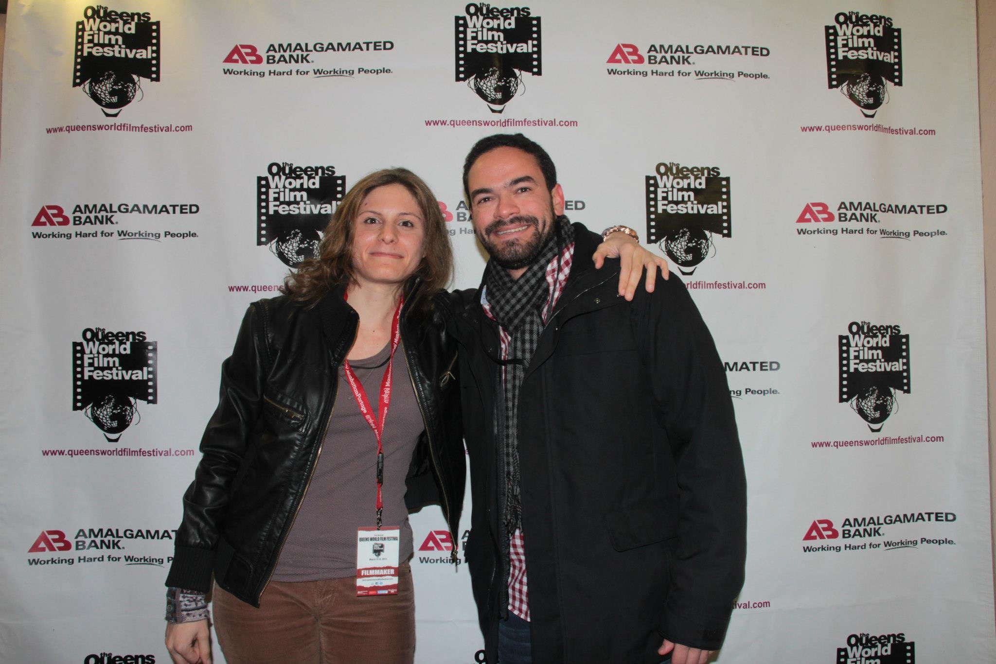Blooming Road Director Effie Fradelos with Cinematographer Carlos Oller at Queens World Film Festival 2013
