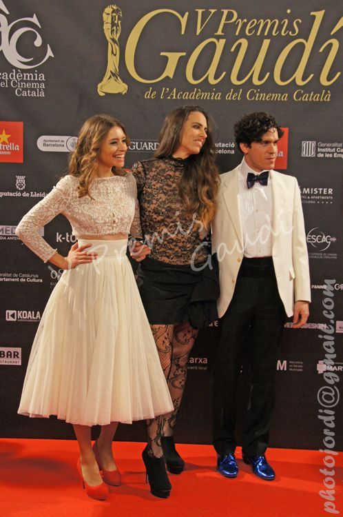 Ariadna Cabrol, Eva Basteiro-Bertoli & Carlos Basteiro-Bertoli at Gaudí Awards 2013, Barcelona (Spain)