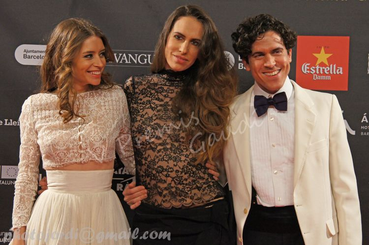 Ariadna Cabrol, Eva Basteiro-Bertoli & Carlos Basteiro-Bertoli at Gaudí Awards 2013, Barcelona (Spain)