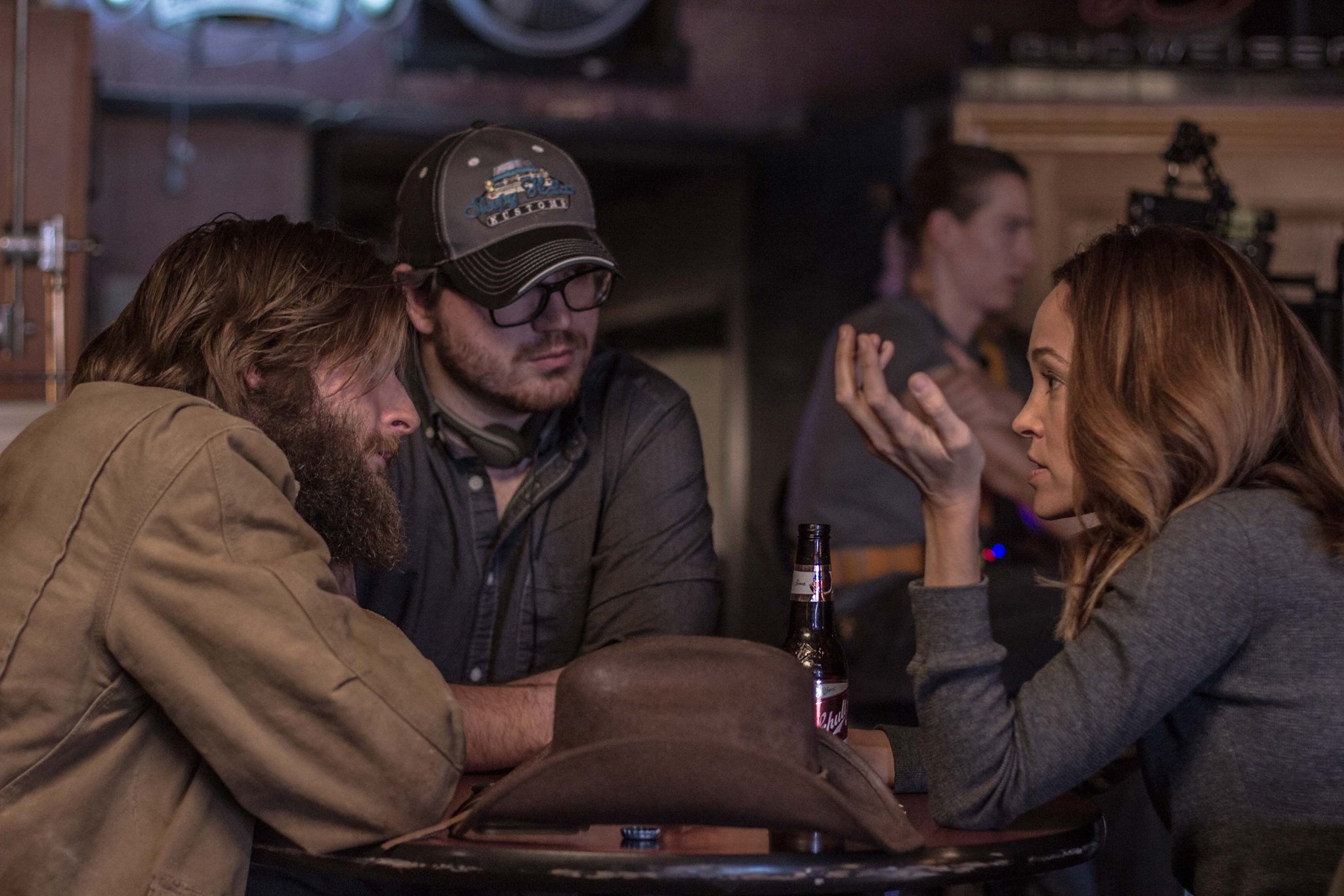 Steven Molony, Dan Glaser, and Autumn Reeser on the set of Valley of Bones.