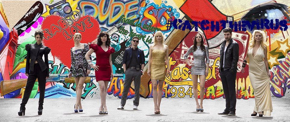 'Rabid Love' promo shot with Hannah Landberg, Hayley Derryberry, Alexandra Boylan, Raquel Cantu, Jessica Sonneborn, Brandon Stacy, and Noël Thurman.