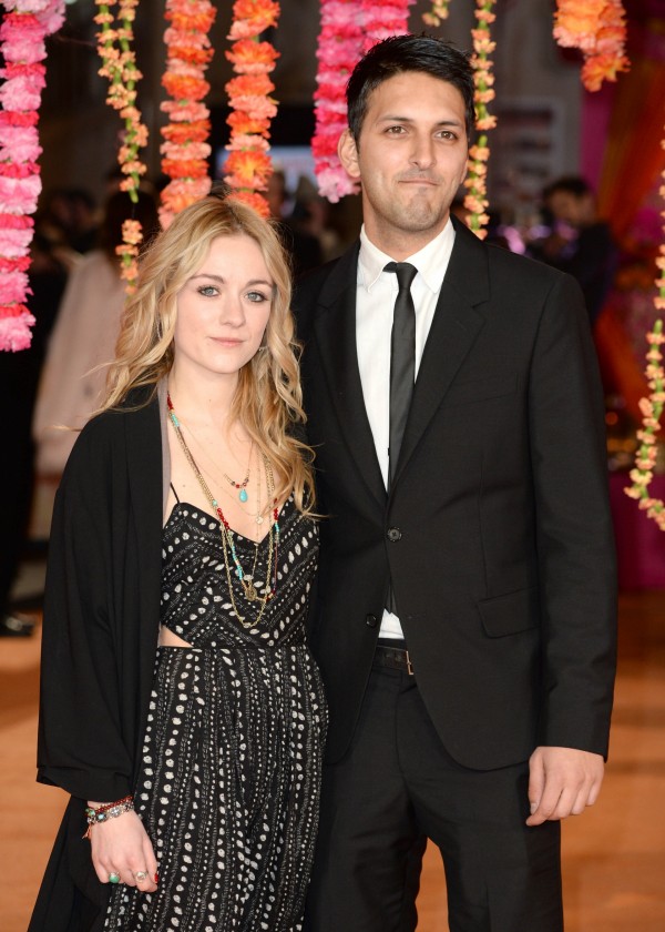 Shazad Latif with Skye Lourie at 'The Second Best Exotic Marigold Hotel' premiere at Odeon Leicester Square