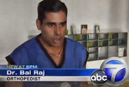 Dr. Raj on ABC7 News. Beverly Hills Orthopedist and Medical Media consultant.