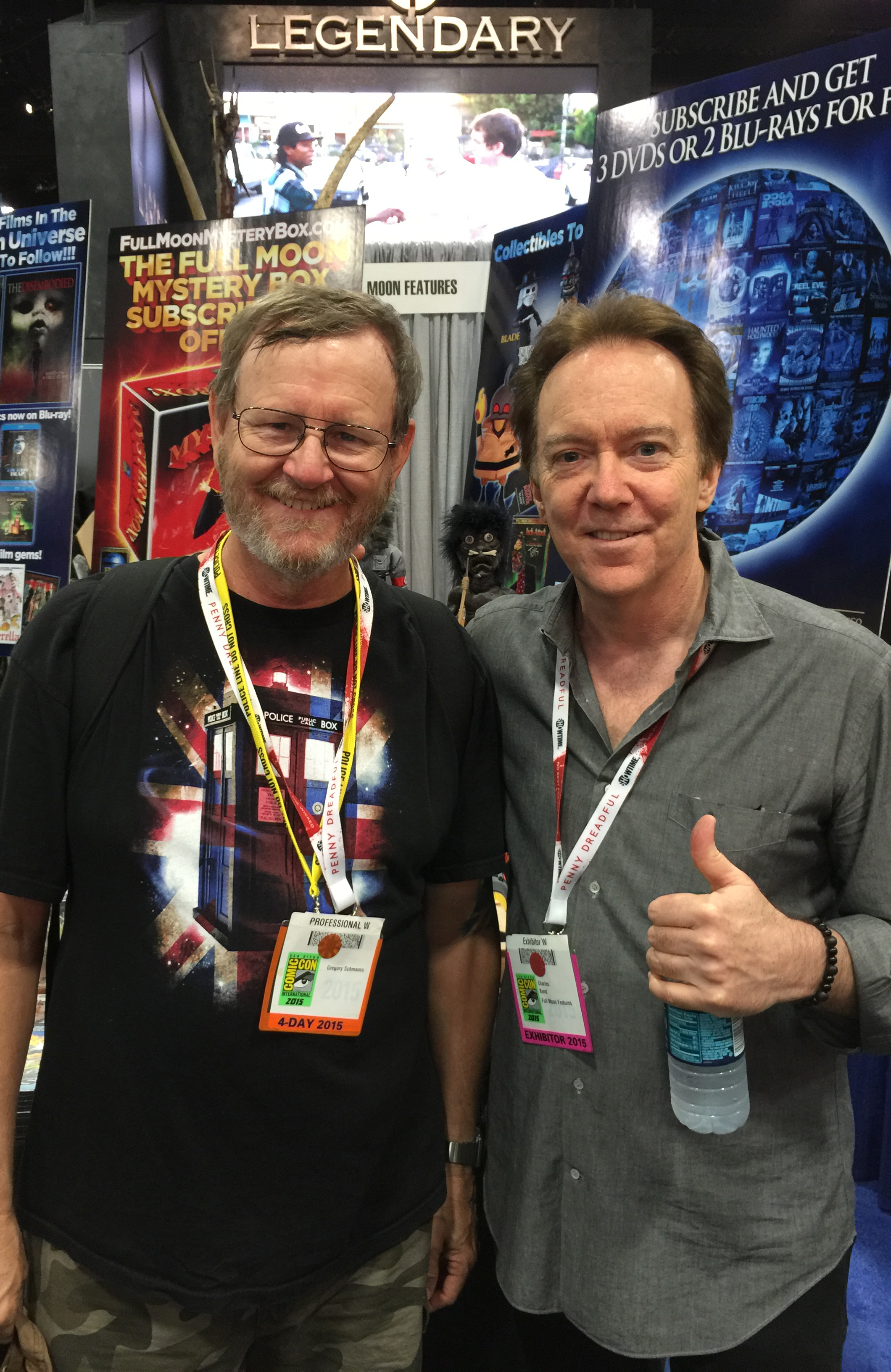 Gregory Schmauss with Director/Producer Charles Band at the 2015 San Diego Comic-Con.