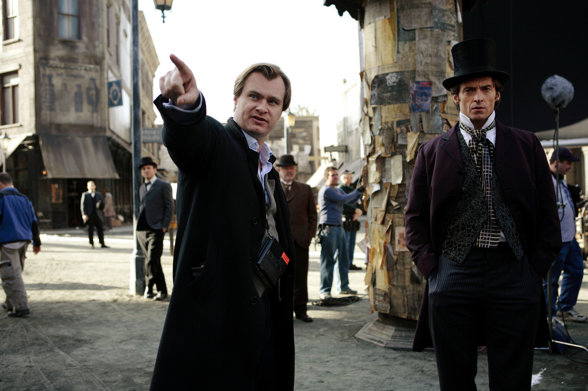Still of Hugh Jackman and Christopher Nolan in Prestizas (2006)