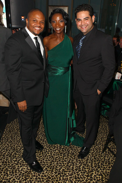 IronE Singleton, Jeryl Prescott, and Juan Pareja attend the AMC/Sundance Afterparty, 68th Annual Golden Globe Awards, Beverly Hills