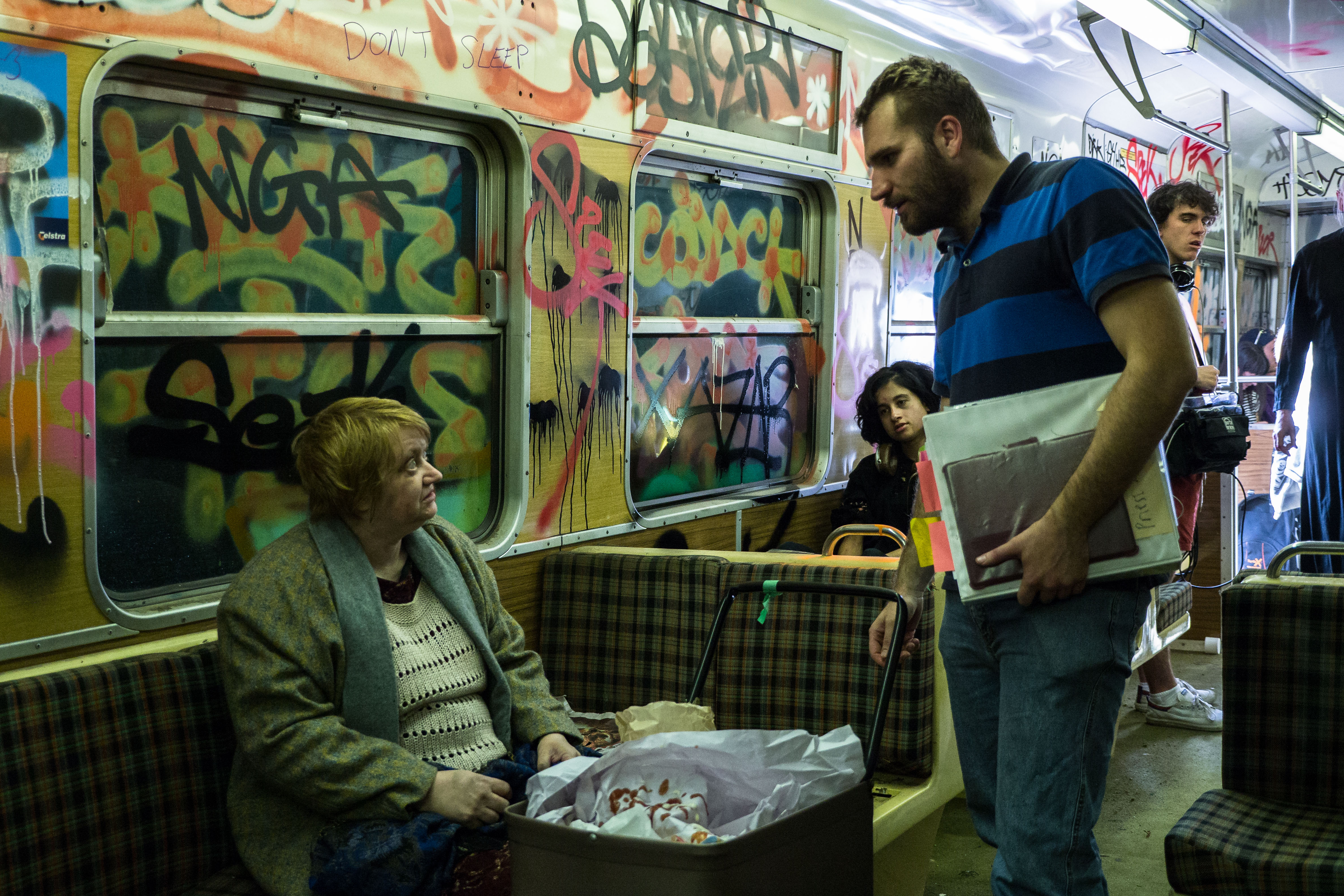 Goran Spoljaric on the set of The Priest (2015) with Leanne Sampson-Bowden.