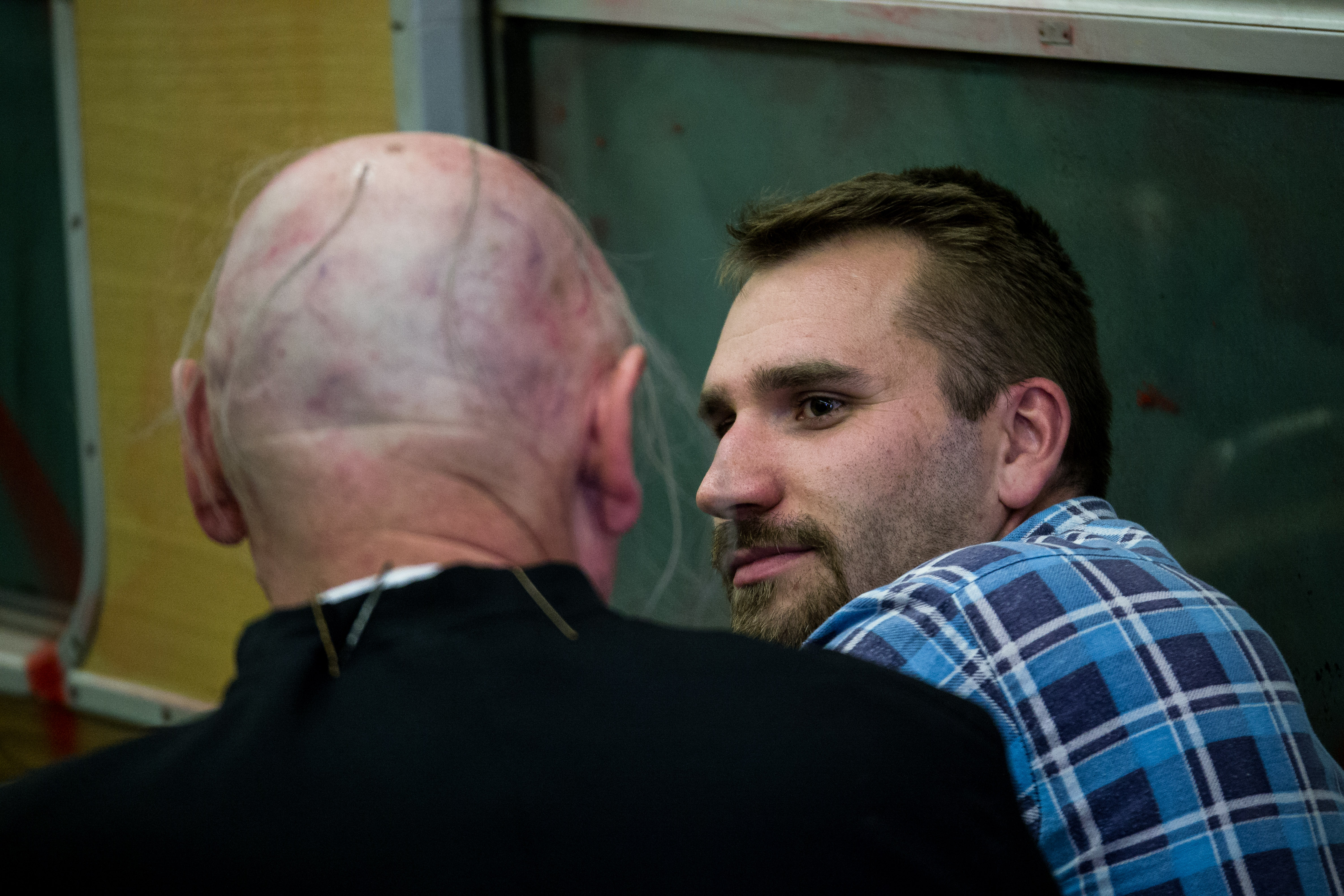 Goran Spoljaric on the set of The Priest (2015) with Davie Macrae.