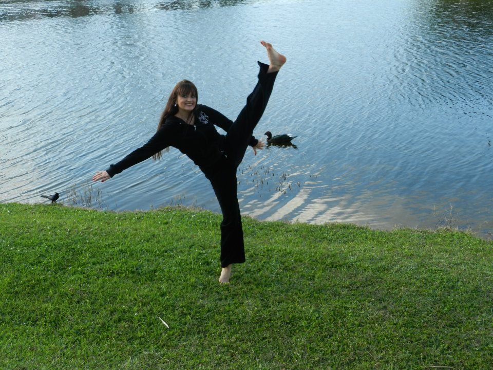 working karate during break from shoot