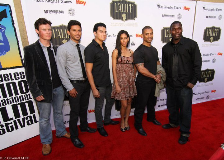 (L-R) Niko Novick, Daniel Escutia, Jose Casillas, Ivet Forcun, Ramsey Luke, and Johnny Kirk, Cast & crew of the film 'Beyond the Ropes' at the 2011 Los Angeles Latino International Film Festival