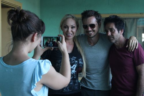 Erik Peter Carlson on the set of 'Wolf Mother' with Kevin Pinassi and Mary Cary. August 2015.