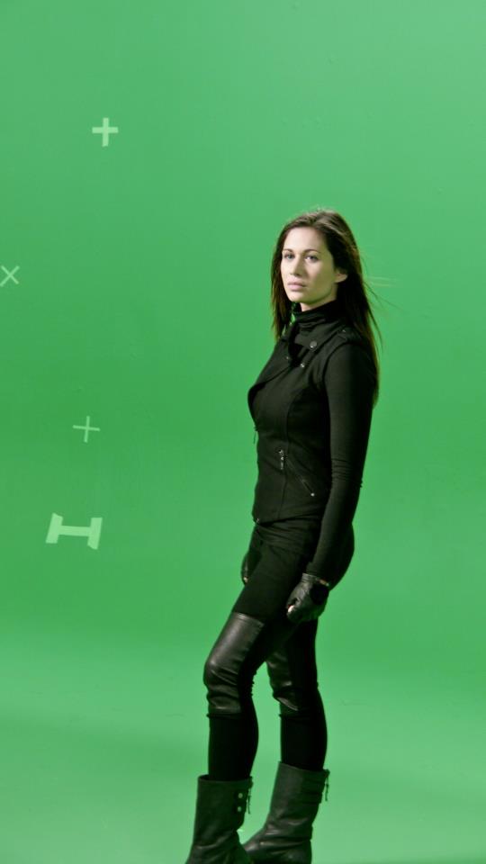 Stephanie Rae Anderson doing green screen work on set of 