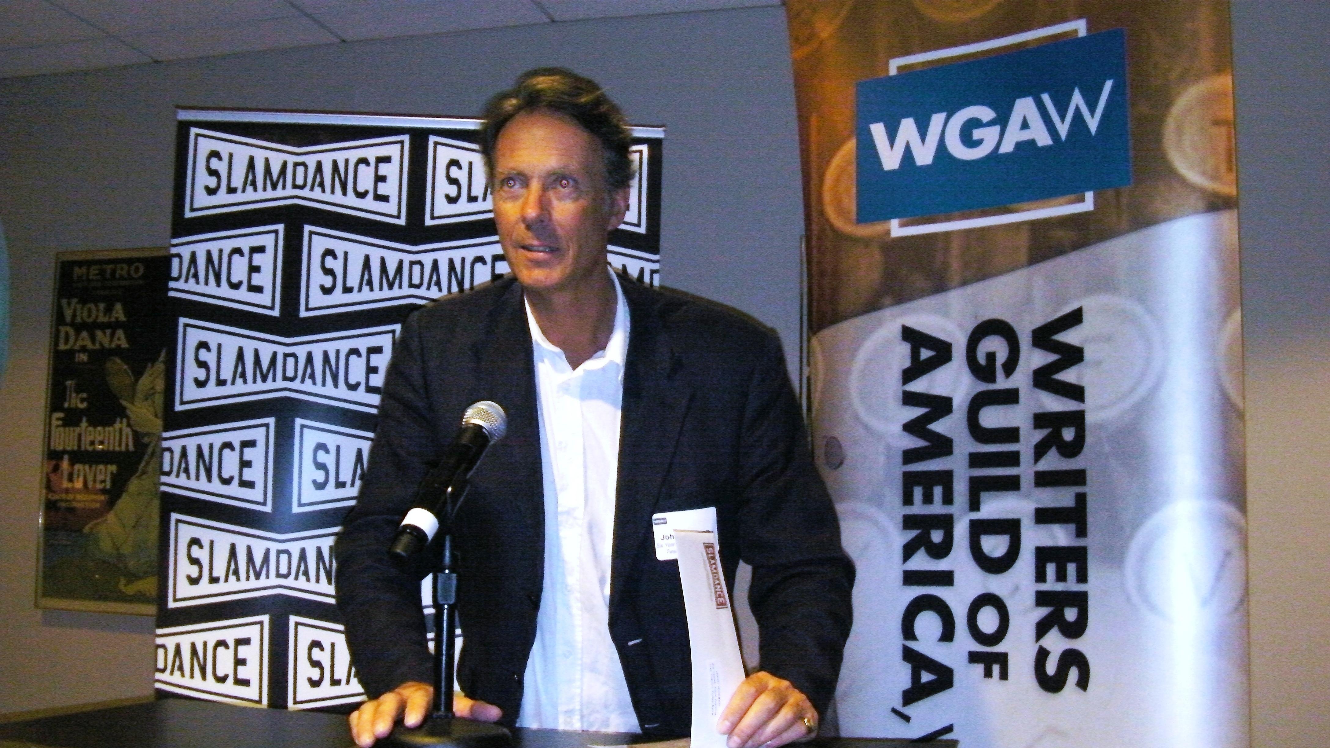 John Mawson, finalist, receives his Prize at the Slamdance 2011 Screewriters Competition Awards Gala at the WGA
