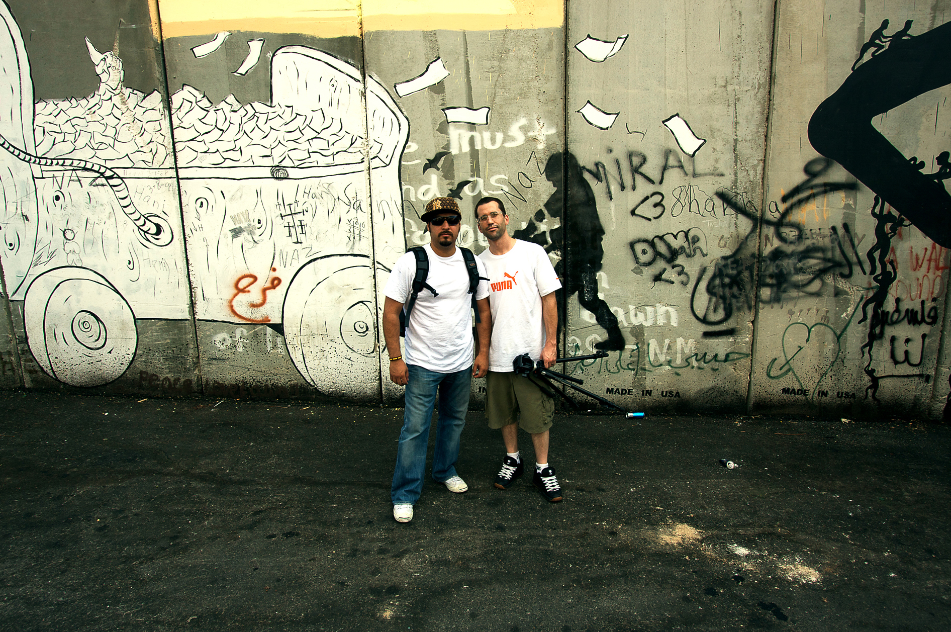Shane & David in the West Bank, Israel. On location for Abraham's Desert.