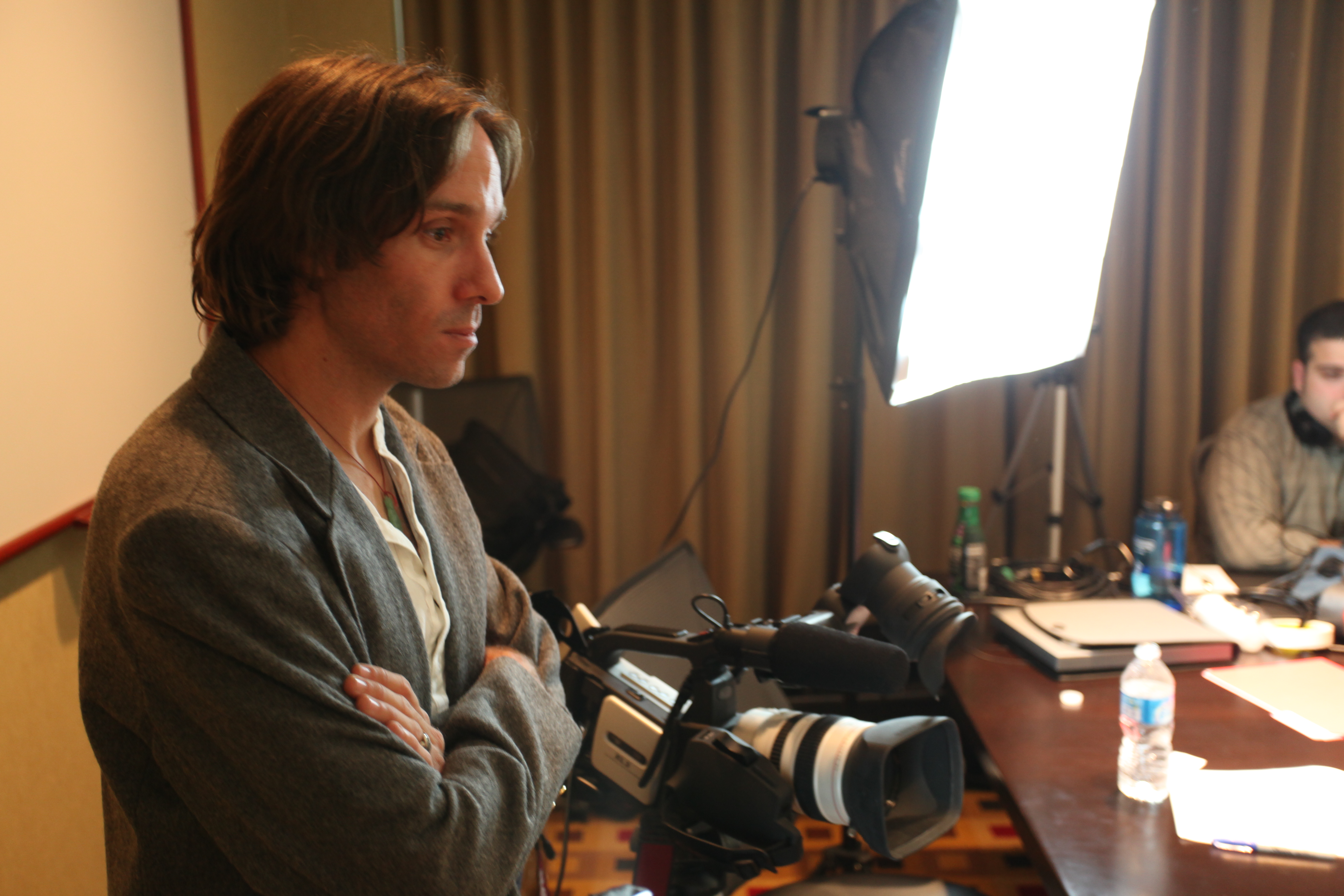 Director Chris Gavagan on the set of Coached into Silence (2011)