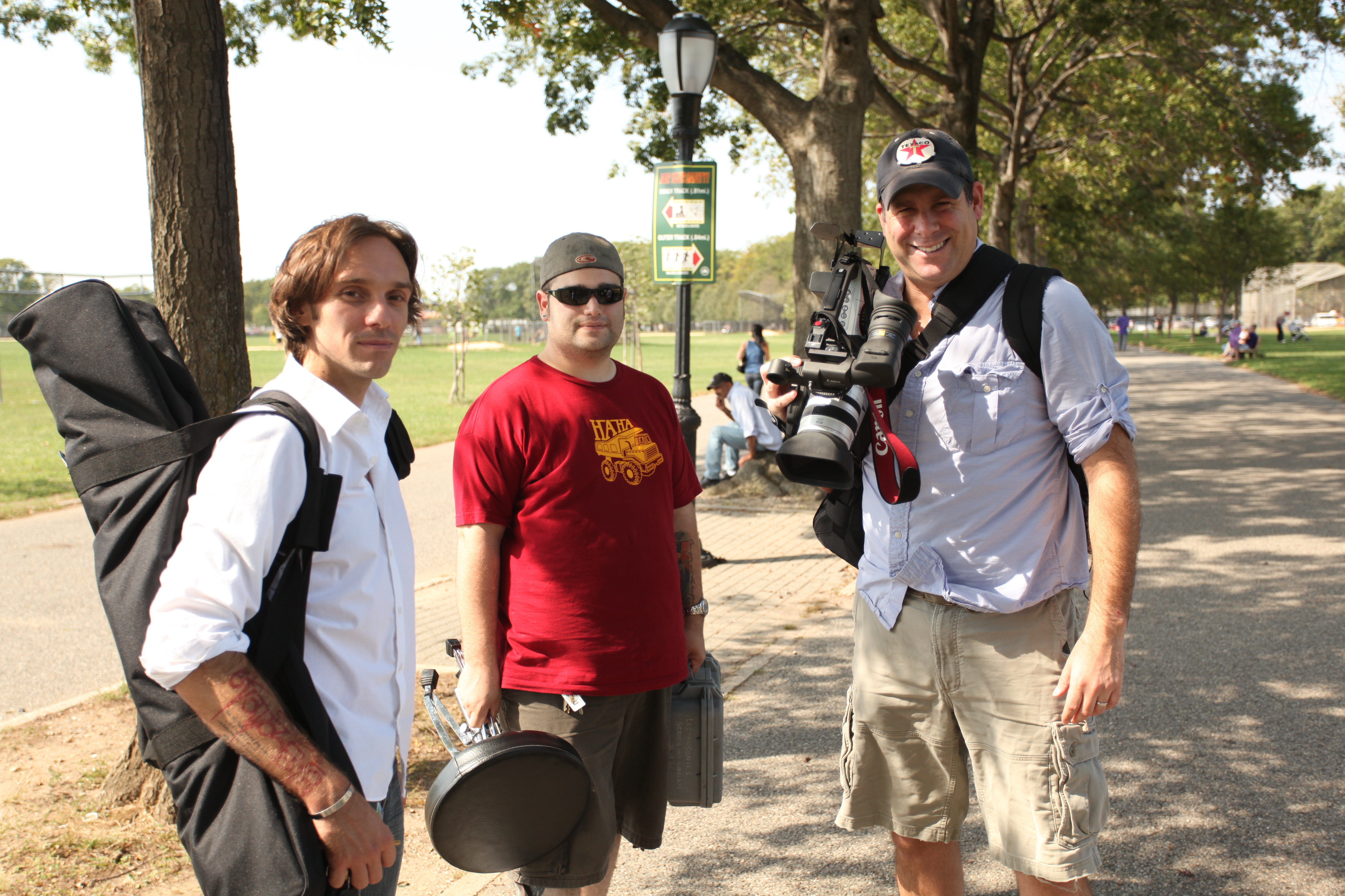 Wrapping an interview for Coached into Silence (2011). L to R: Director Christopher Gavagan, Sound Mixer Bret Scheinfeld, DP Yale Gurney