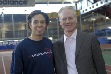 Still of Apolo Ohno and Tim Gunn in Project Runway (2004)