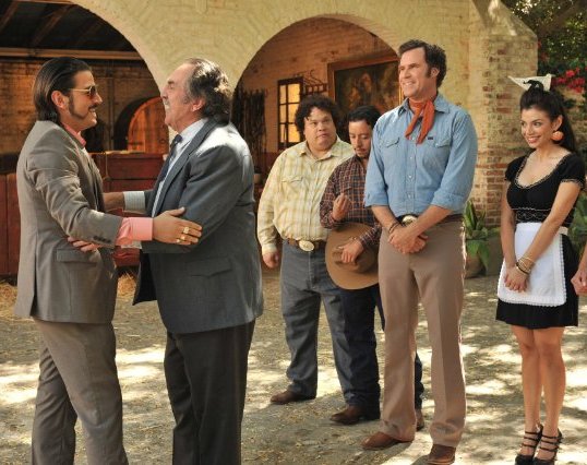Diego Luna, Pedro Armendariz Jr, Will Ferrell, Mariann Gavelo, Adrian Martinez and Efren Ramirez filming 
