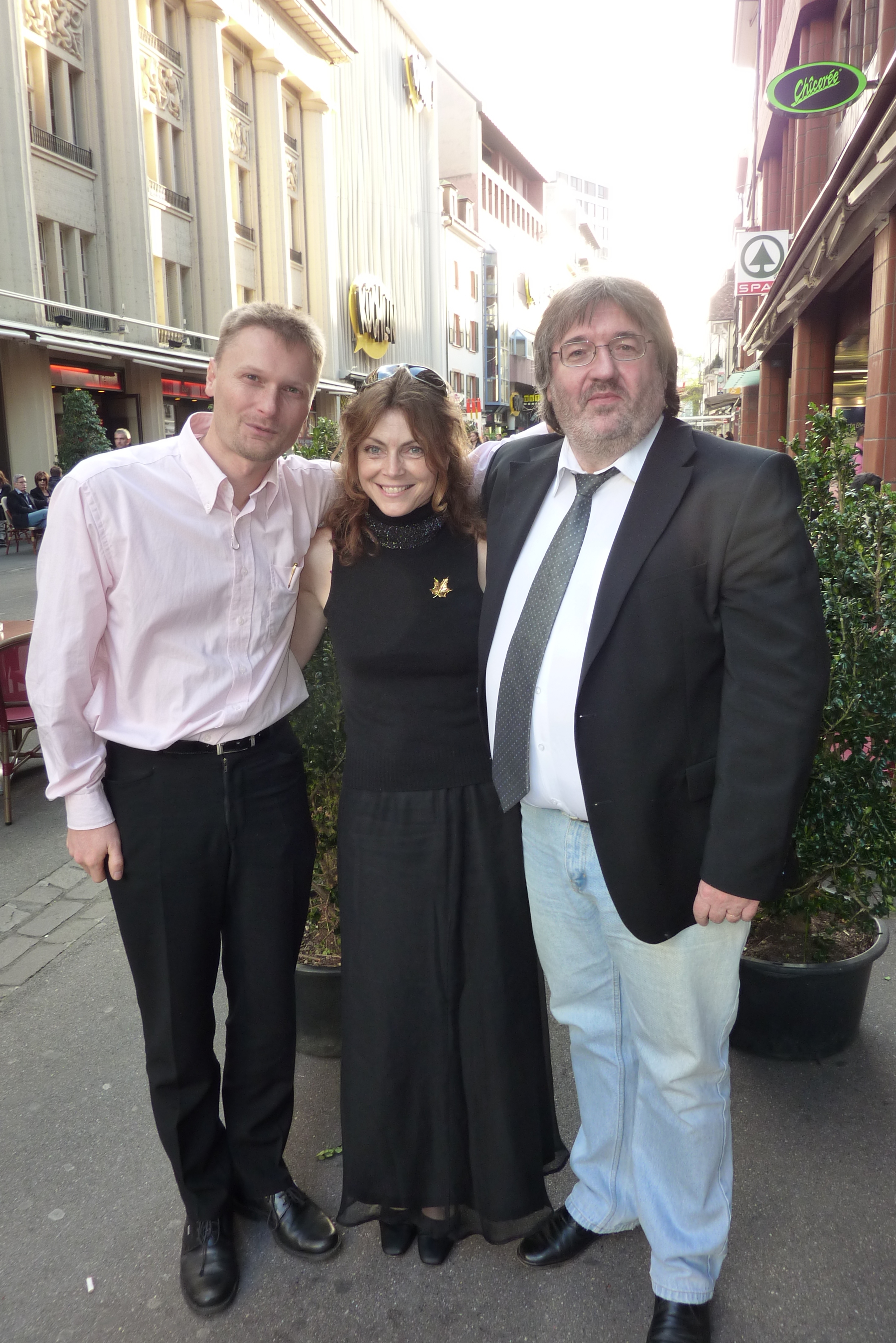 Editor Eric Oberli, Writer-Director Jolanda Ellenberger and Musical Composer Tom Hanke celebrate in Basel after the European Film Premiere
