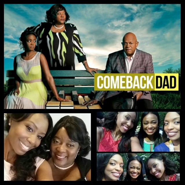 Jael with Loretta Divine and Tatyana Ali filming Comeback Dad.