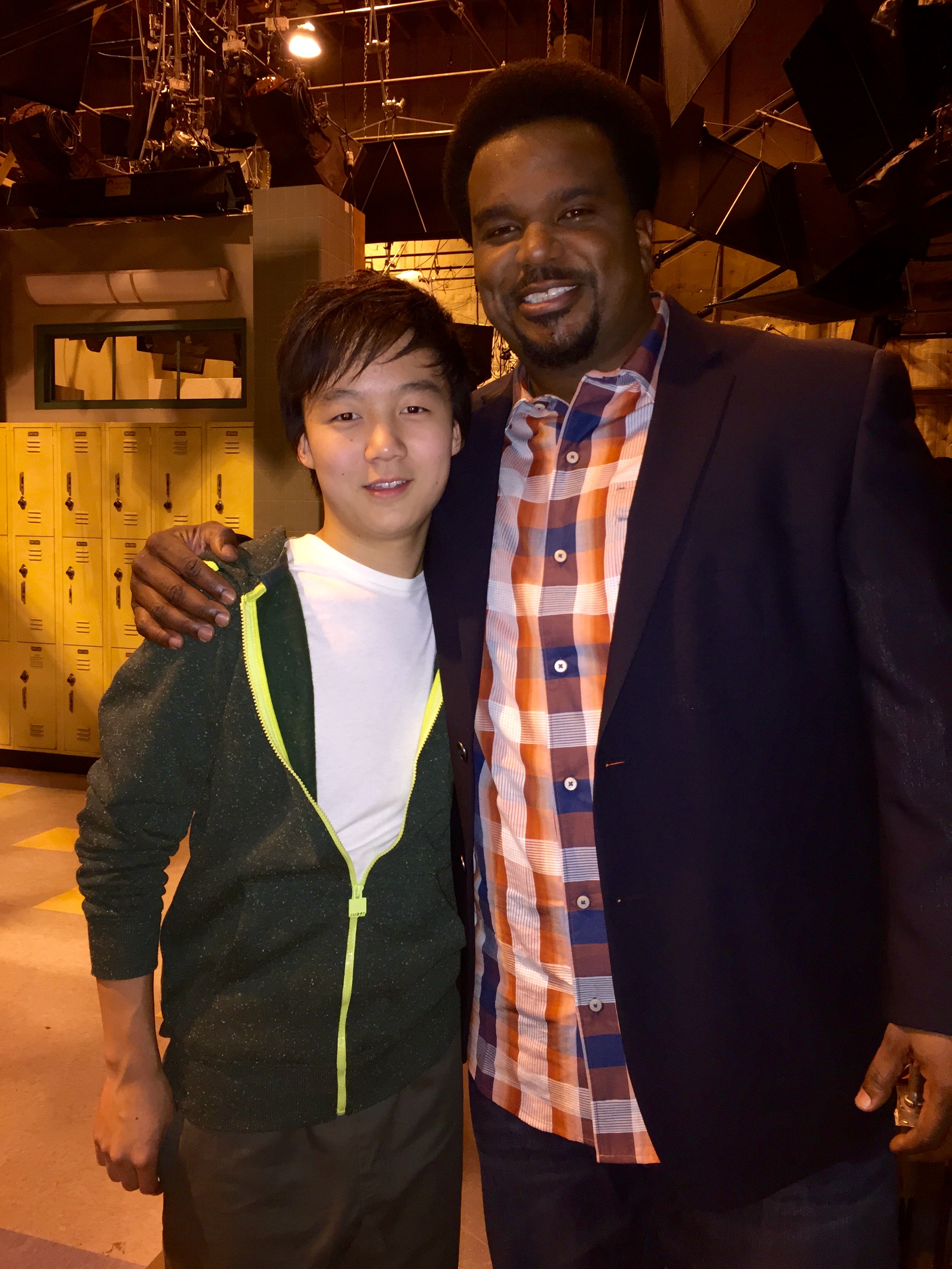 Ethan Lee and Craig Robinson on the set of Mr. Robinson (2015)