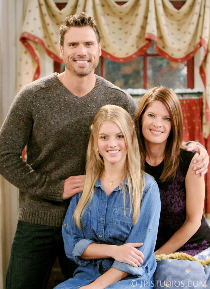 (2012) Sill of Lindsay Bushman with on screen parents Michelle Stafford and Joshua Morrow on The Young & the Restless
