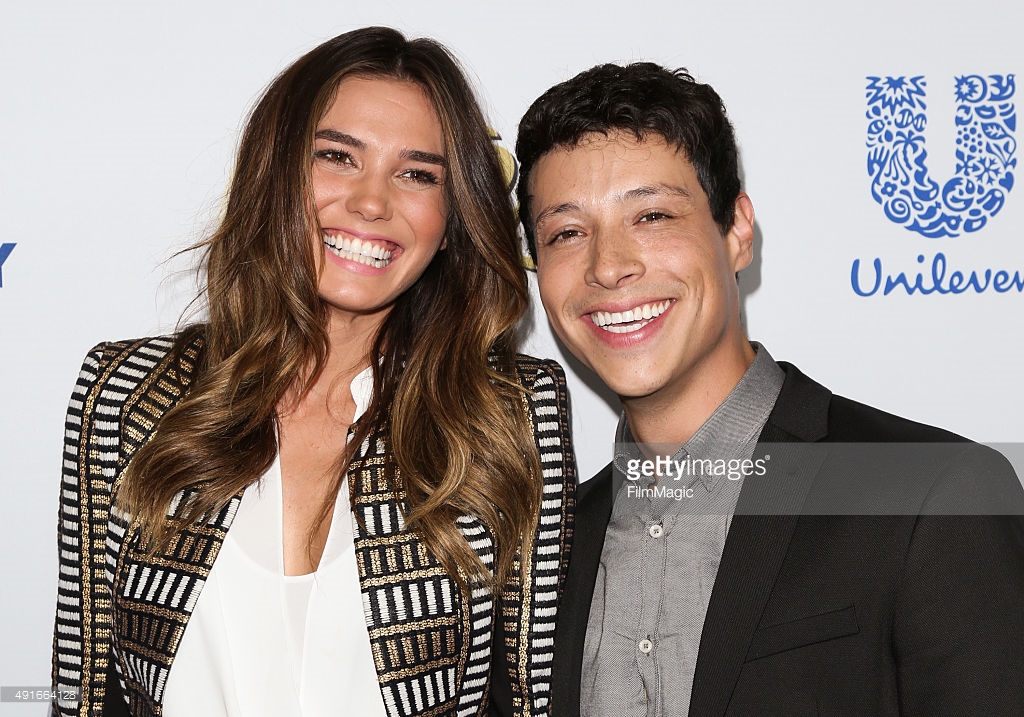 Fashion Model Rachel Vallori (L) and Actor Reynaldo Pacheco (R) attend Latina Magazine's 'Hot List' party at The London West Hollywood on October 6, 2015 in West Hollywood, California.