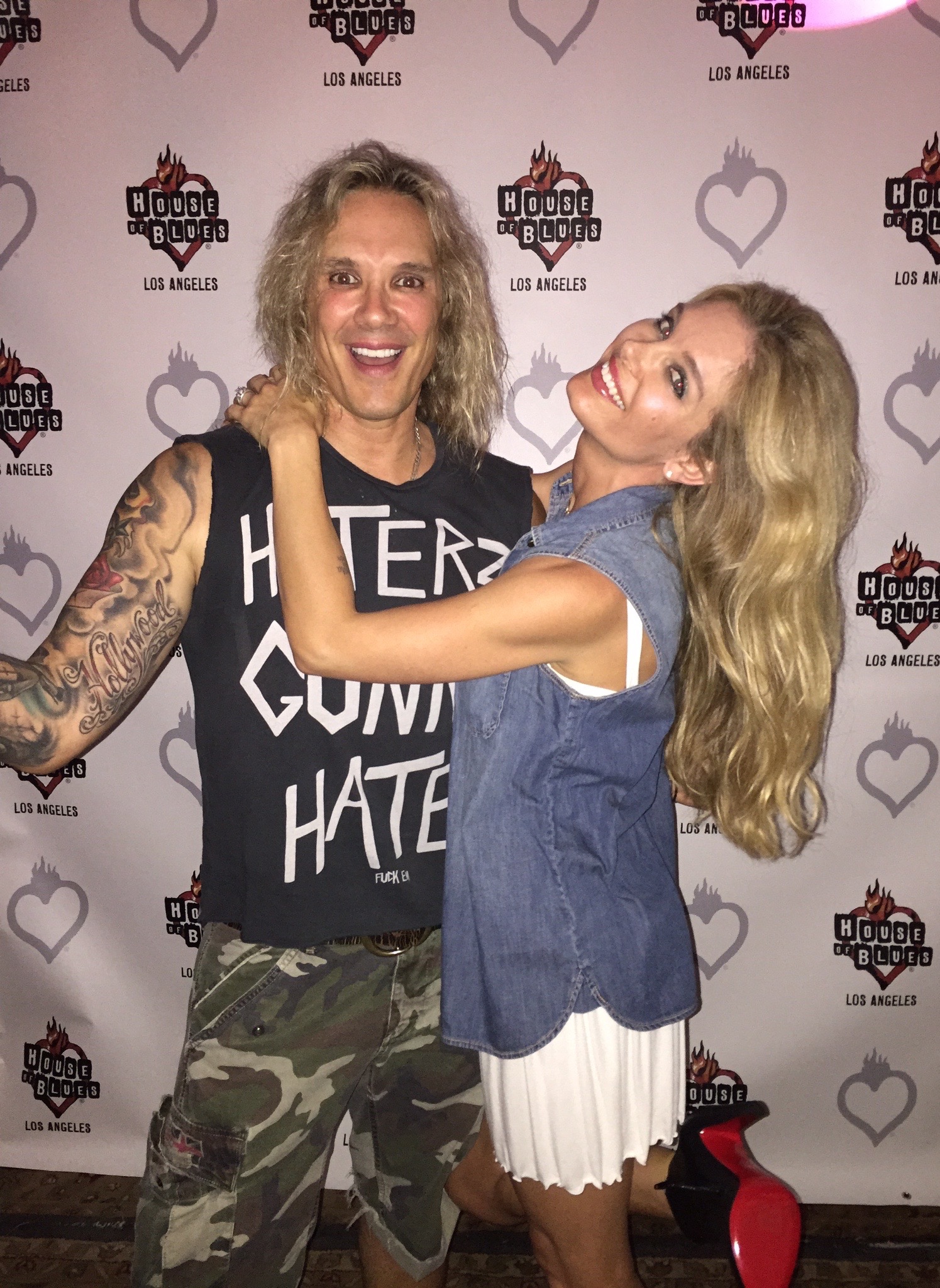 Jocelyn Saenz and Ralph Saenz (AKA Michael Starr from the band Steel Panther) attend the closing night of the historic Sunset Boulevard House Of Blues in Hollywood, CA.