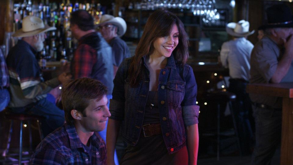 on the set of BORN WILD fka Thriftstore Cowboy Lili Mirojnick and Justin Deeley