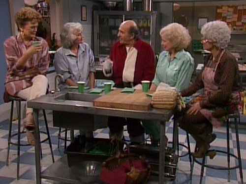Still of Estelle Getty, Rue McClanahan, Bea Arthur, Herb Edelman and Betty White in The Golden Girls (1985)