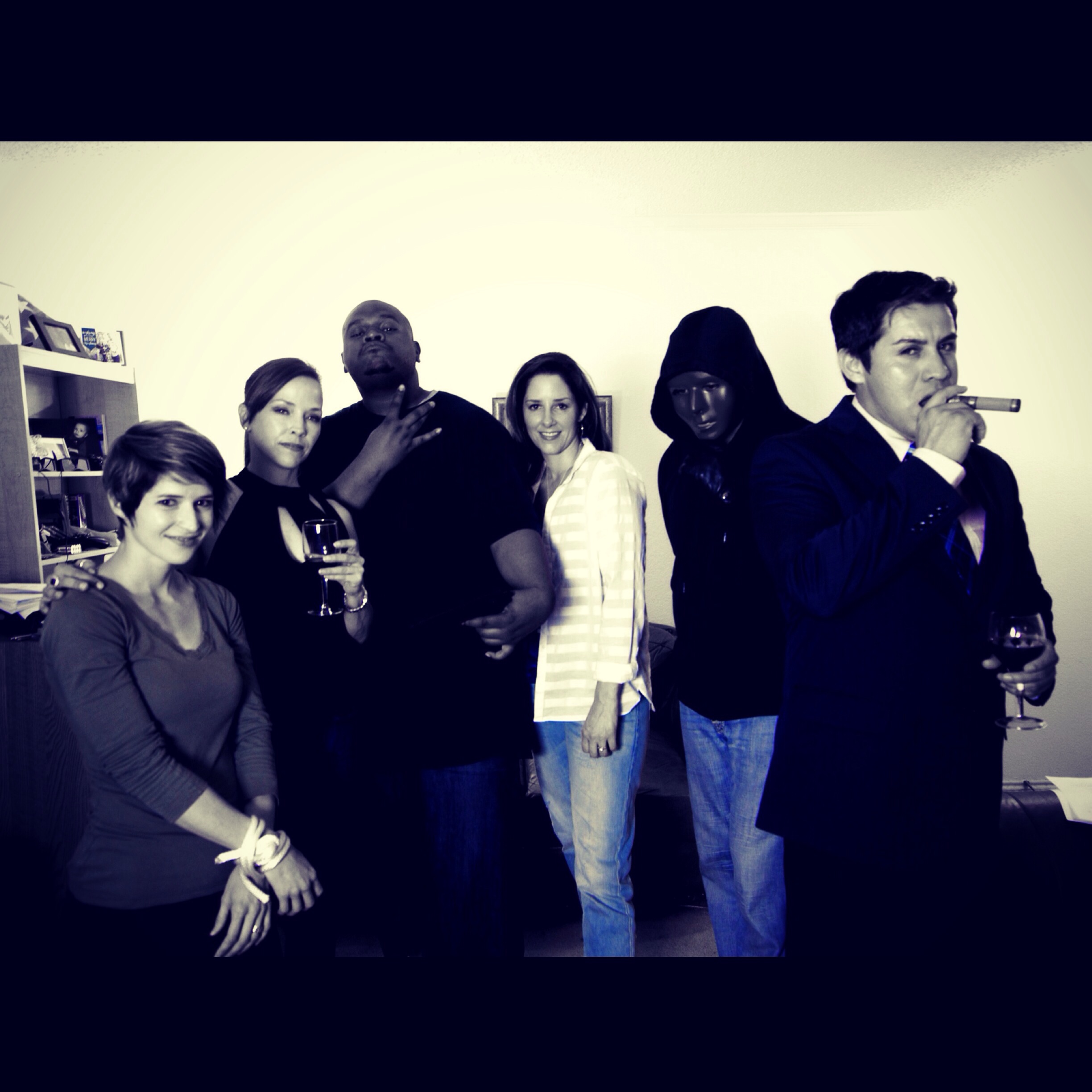 On set of Grind over Matter Films, with Rachel Truitt, Angela Waits, James Jeffries, Rachel Chambers, Casey Smith, and Pablo De Leon