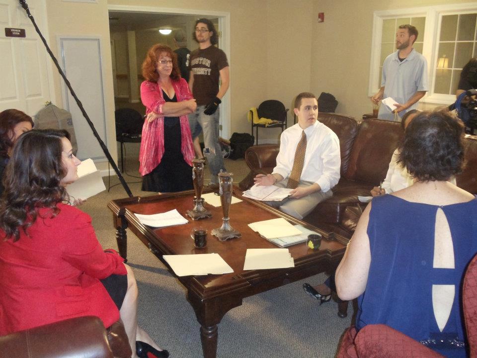 Collective Anger - Conference scene with actors Maureen Vlaco as Loren; Curtis Reid as Steve; Erin Stewart as Samantha and Mailene Downes as Carly
