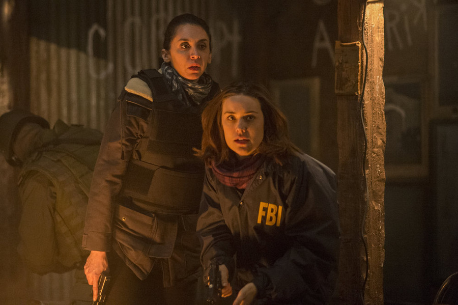 Still of Megan Boone and Mozhan Marnò in The Blacklist (2013)