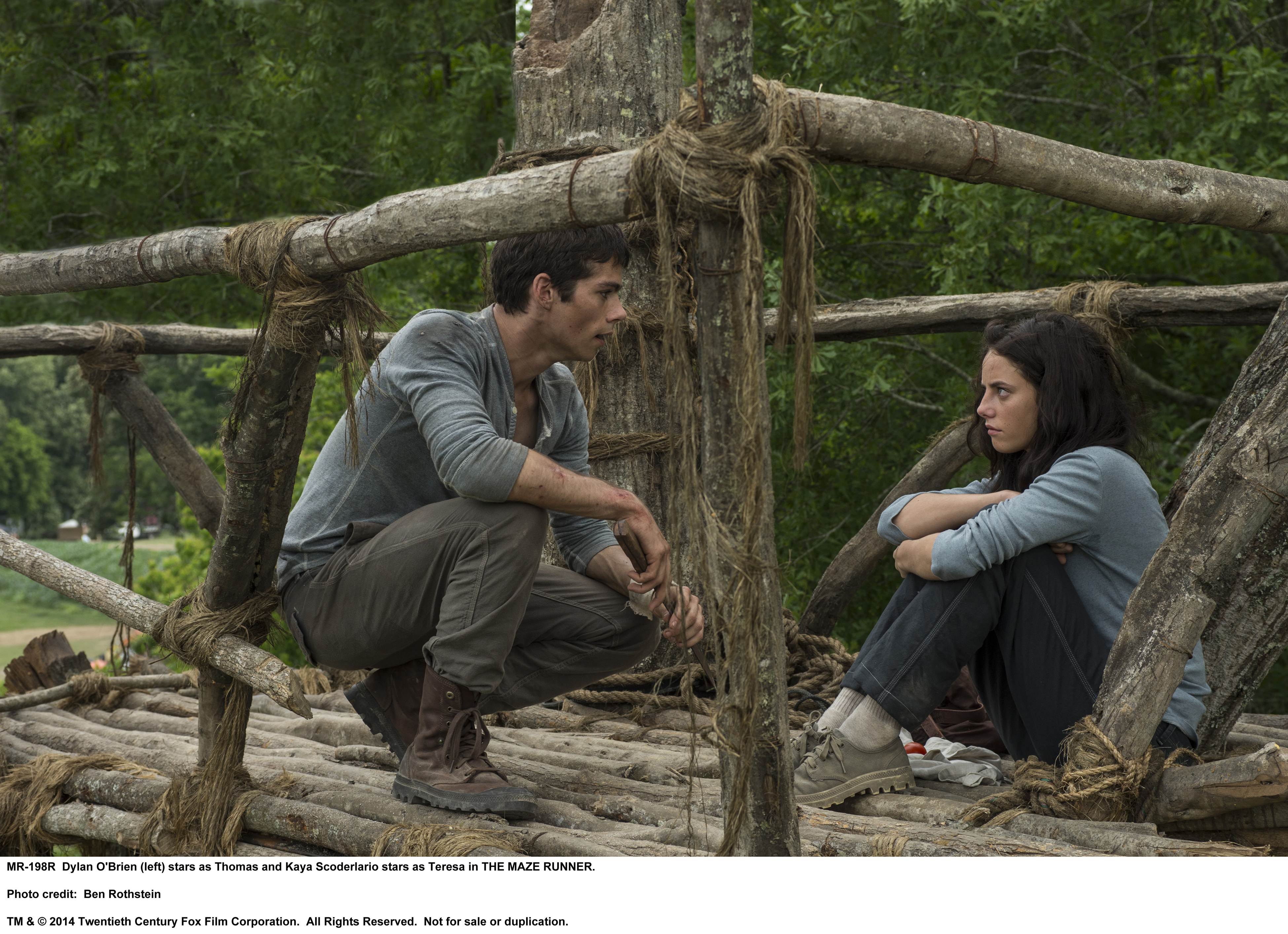 Still of Kaya Scodelario and Dylan O'Brien in Begantis labirintu (2014)