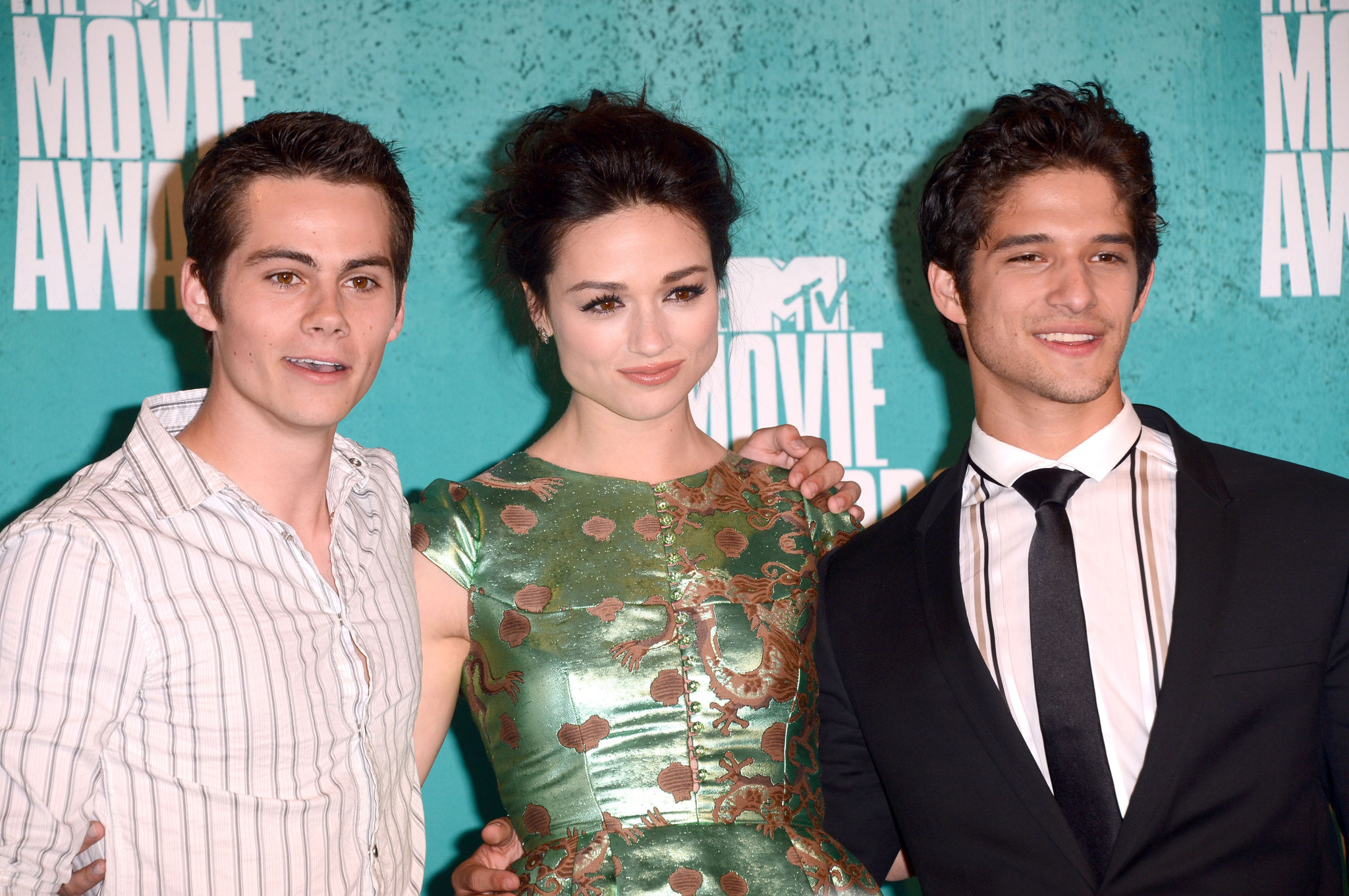 Tyler Posey, Crystal Reed and Dylan O'Brien at event of 2012 MTV Movie Awards (2012)