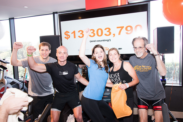 After Los Angeles' Ambassador, Laura Harman, announces the 13 million dollar total for Memorial Sloan Kettering's Cycle for Survival.