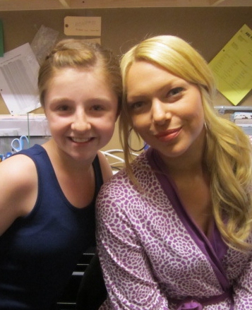 Brie Bernstein and Laura Prepon on set of Are You There, Chelsea?
