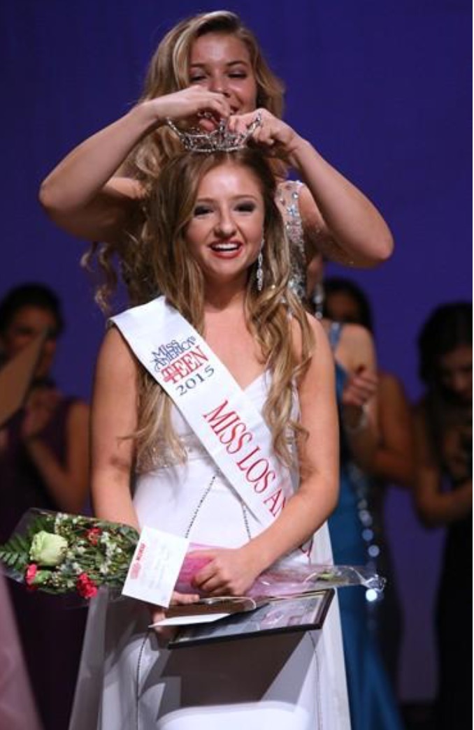 Brie Bernstein being crowned Miss Los Angeles County's Outstanding Teen 2015