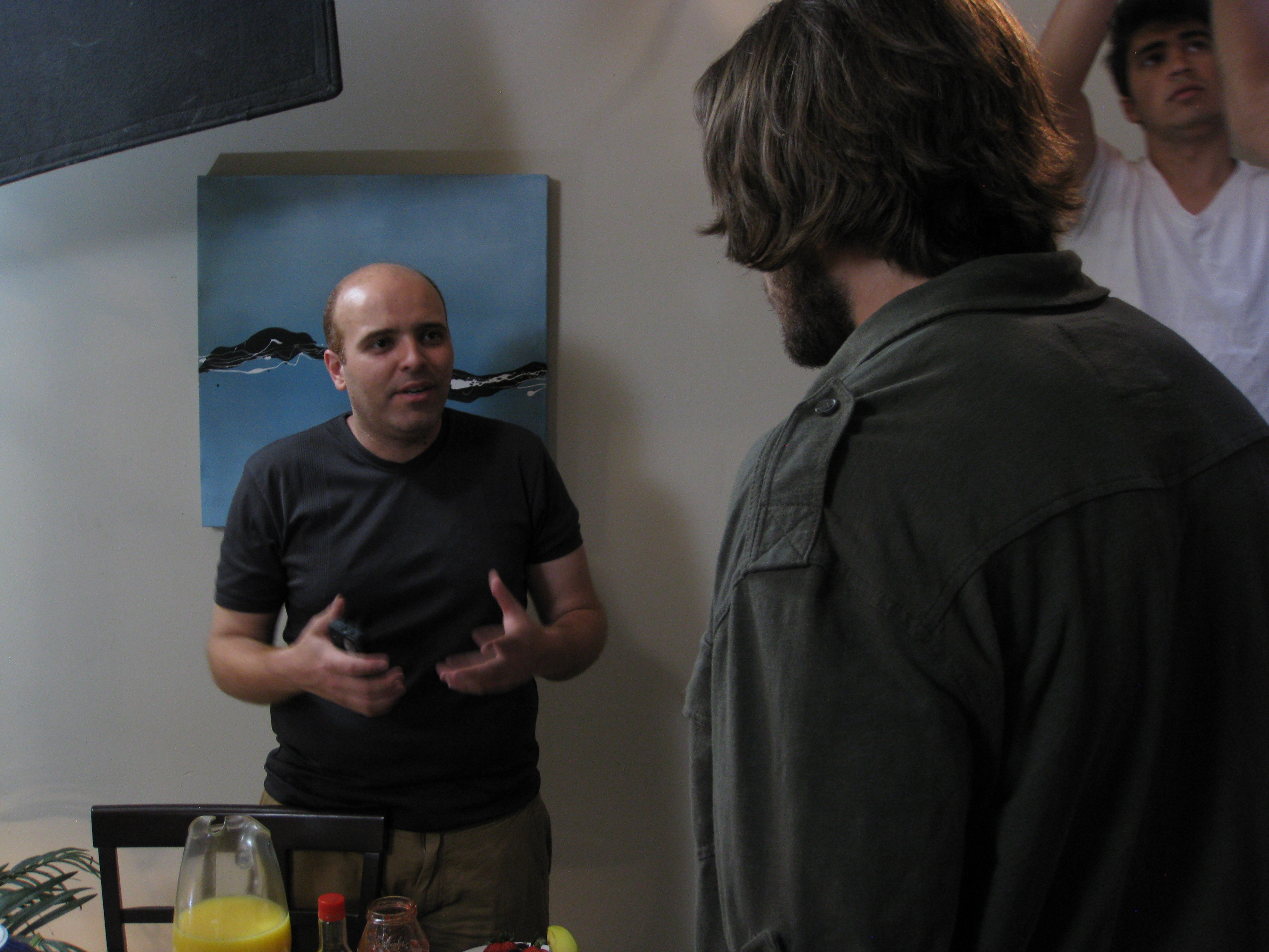 Discussing a scene with Actor Eric Avery on Set. West Los Angeles, CA.
