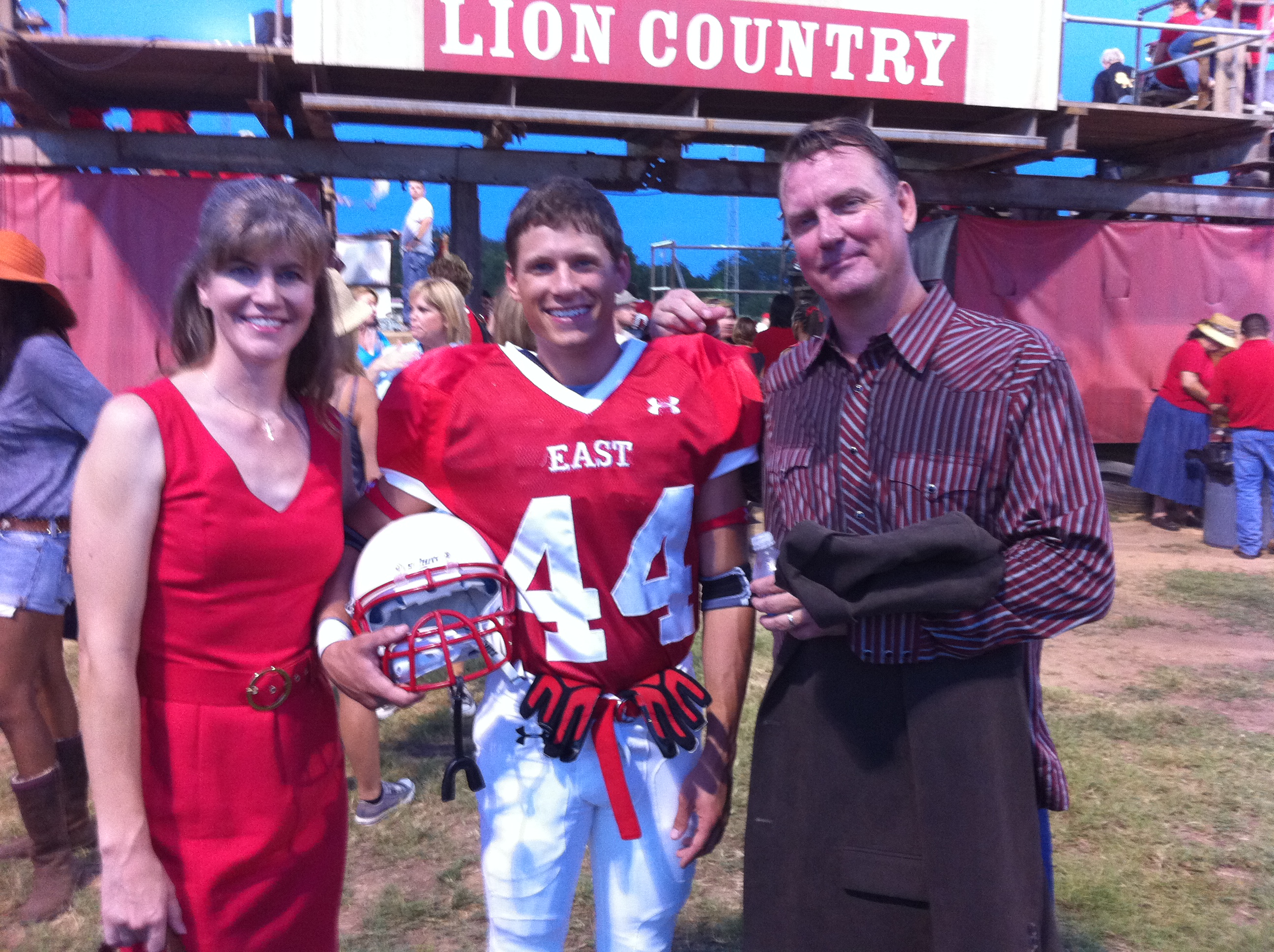 The Cafferty family on the set of Friday Night Lights